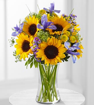 Meant to Shine Sunflower & Iris Bouquet - VASE INCLUDED