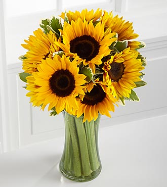 Let the Sunshine In Fall Sunflower Bouquet - 9 Stems - VASE INCL
