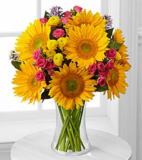 Dazzling Days Sunflower Bouquet - 14 Stems - VASE INCLUDED
