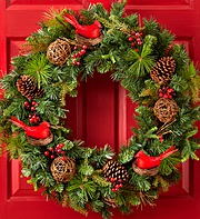 Christmas Faux Cardinal Wreath – 30"D