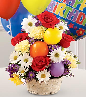 Birthday Cheer™ Basket & Balloons