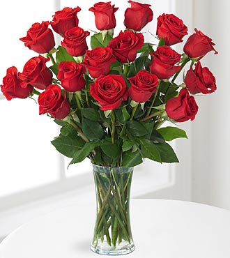 18 Premium Red Roses with Vase